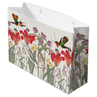 Hummingbird Birds Lily Flowers Garden Gift Bag