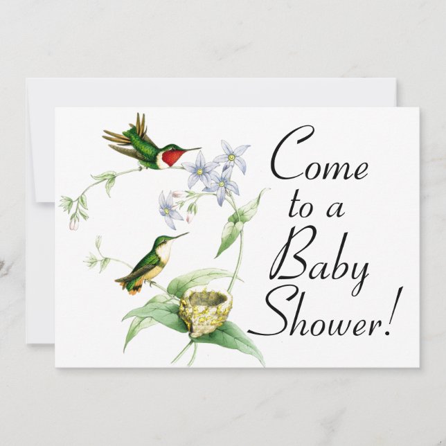 Hummingbird Birds & Nest Baby Shower Invitation (Front)