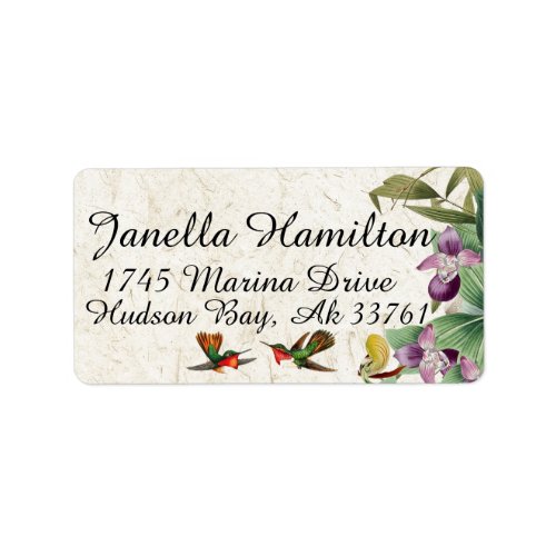 Hummingbird Birds Orchid Flowers Address Labels