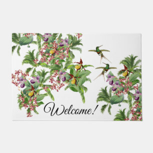 Hummingbird Birds Orchid Flowers Welcome Doormat