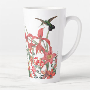 Hummingbird Birds Red Garden Flowers Latte Mug