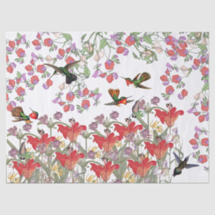 Hummingbird Birds Sweet Pea Flowers Tissue Paper