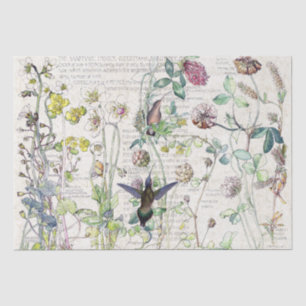Hummingbird Birds Wildflower Flowers Tissue Paper
