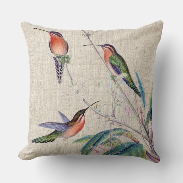 Hummingbird Birds Wildlife Animals Flowers Floral Throw Pillow (Front)