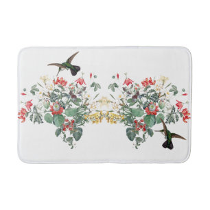 Hummingbird Birds Wildlife Animals Leaves Bath Mat