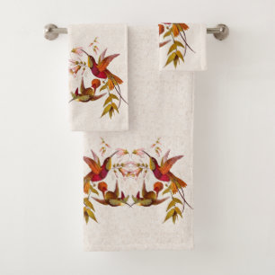 Hummingbird Birds Wildlife Floral Bath Towel Set