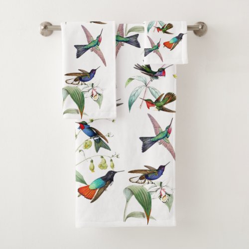 Hummingbird Birds Wildlife Flowers Bath Towel Set