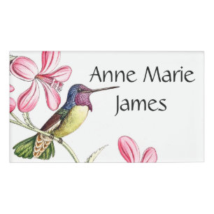 Hummingbird Birds Wildlife Flowers Name Tag