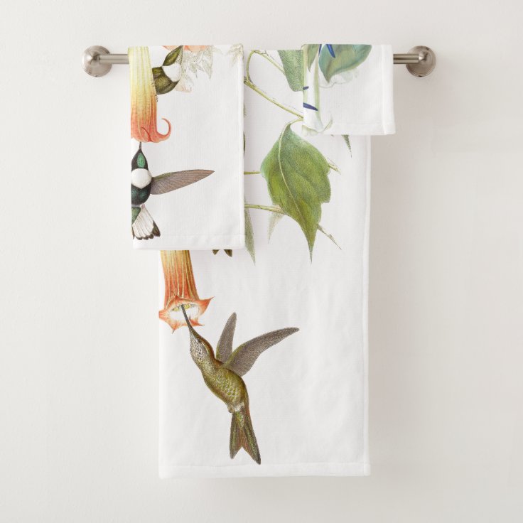 Hummingbird Birds Wildlife Leaves Bath Towel Set Zazzle