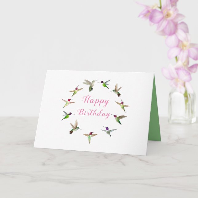 Hummingbird Birthday Card (Orchid)