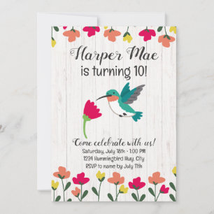 Hummingbird Birthday Invitation