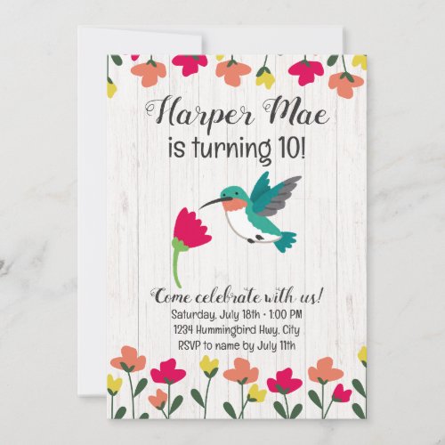 Hummingbird Birthday Invitation