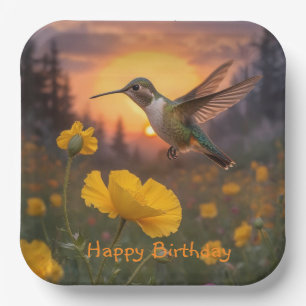 Hummingbird Birthday Paper Plates