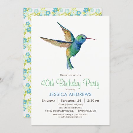 Hummingbird Birthday Party Invitation
