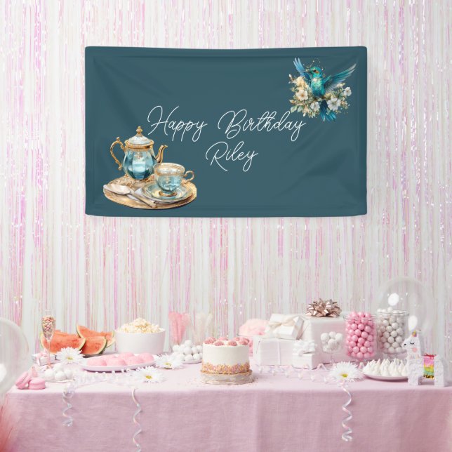 Hummingbird Birthday Tea Party Banner (Party)