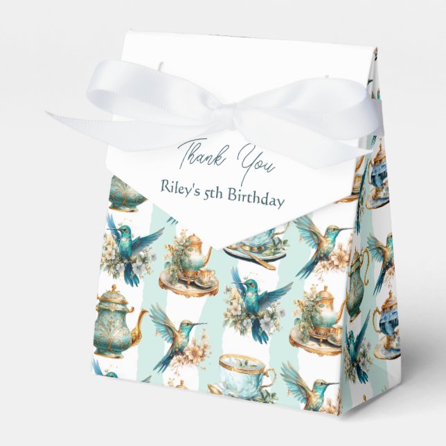 Hummingbird Birthday Tea Party Favor Boxes (Front Side)