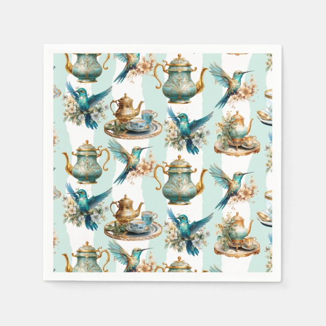 Hummingbird Birthday Tea Party Napkins (Front)