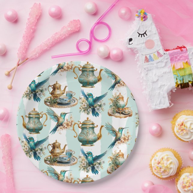Hummingbird Birthday Tea Party Paper Plates (Party)