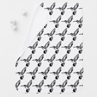 HUMMINGBIRD - BLACK AND WHITE BABY BLANKET