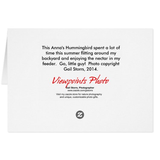 Hummingbird Blank (Back Horizontal)