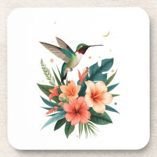 Hummingbird Bloom Tropical Coaster