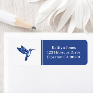 Hummingbird Blue and White Bird Custom Address Label