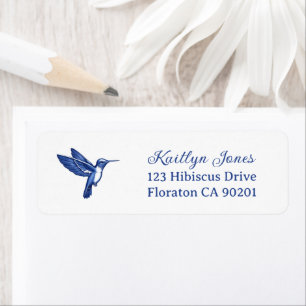 Hummingbird Blue and White Bird Personal Address Label