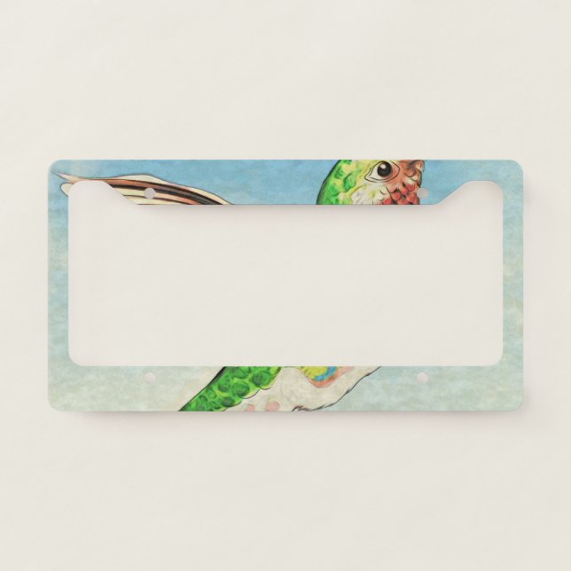 Hummingbird Blue Art License Plate Frame (Front)