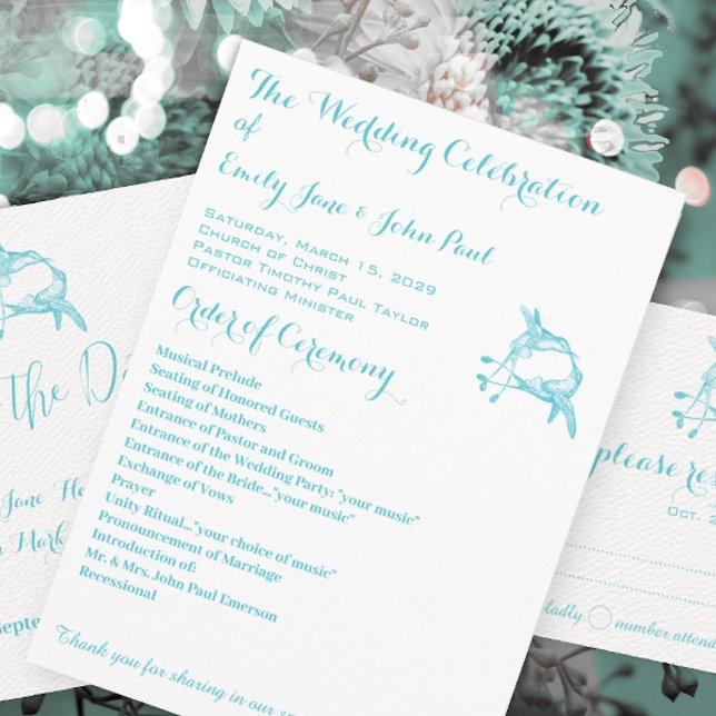 Hummingbird Blue Kiss Wedding Program (Creator Uploaded)