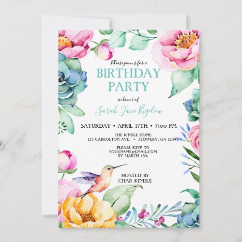 Hummingbird Boho Bridal Shower Invitation