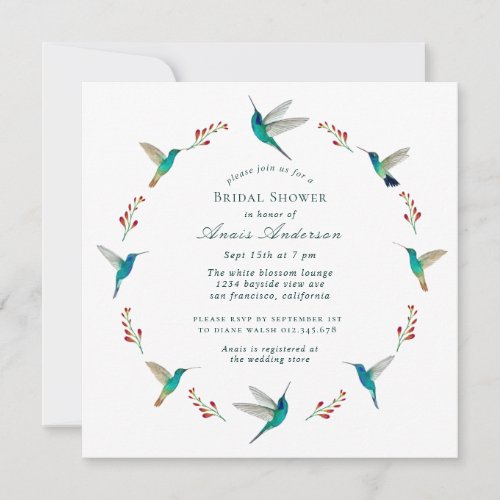 Hummingbird Bridal Shower Announcement