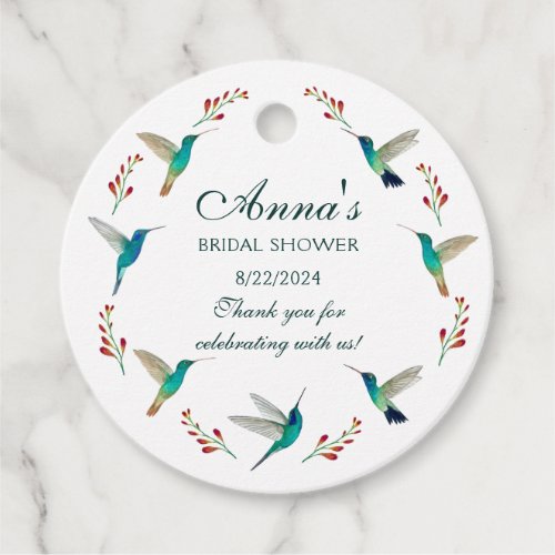 Hummingbird Bridal Shower  Card Favor Tags