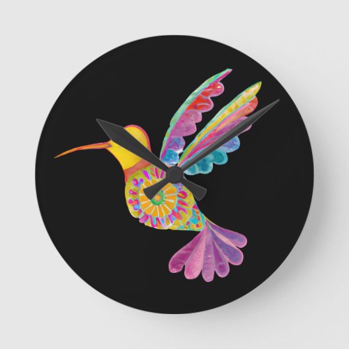 Hummingbird Bright Color Design  Round Clock