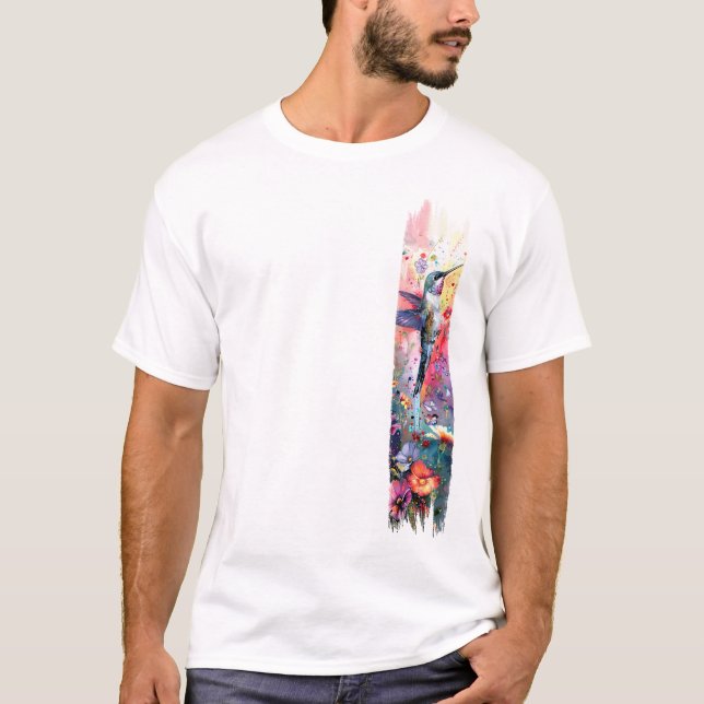 Hummingbird Brushstroke Paint T-Shirt (Front)