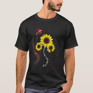 Hummingbird Burgundy Sunflower Brain Aneurysm Awar T-Shirt