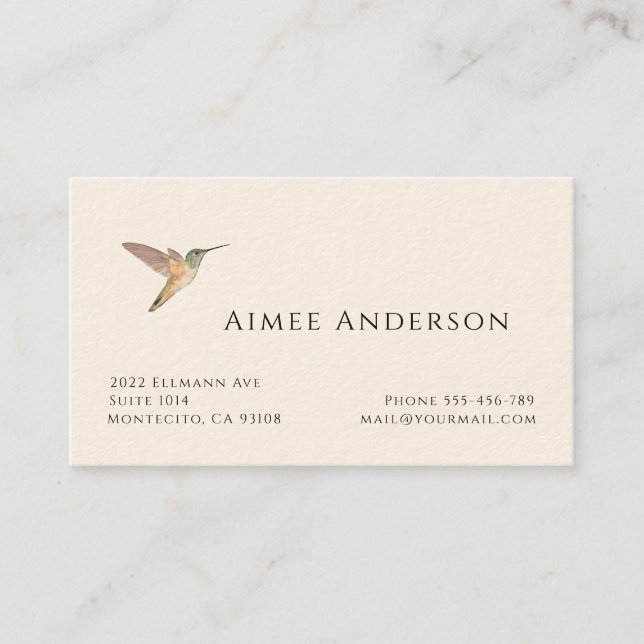 Hummingbird Business Card (Front)