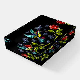 Hummingbird, Butterfly and Roses Paperweight