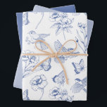 Hummingbird & Butterfly Floral Toile Blue Wrapping Wrapping Paper Sheets<br><div class="desc">Hummingbird & Butterfly Floral Toile Blue Wrapping Wrapping Paper Sheet Set of 3</div>