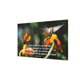 Hummingbird Butterfly Flowers Wrapped Canvas Print