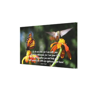 Hummingbird Butterfly Flowers Wrapped Canvas Print