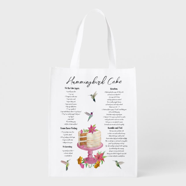 Hummingbird Cake Recipe Grocery Bag (Back)
