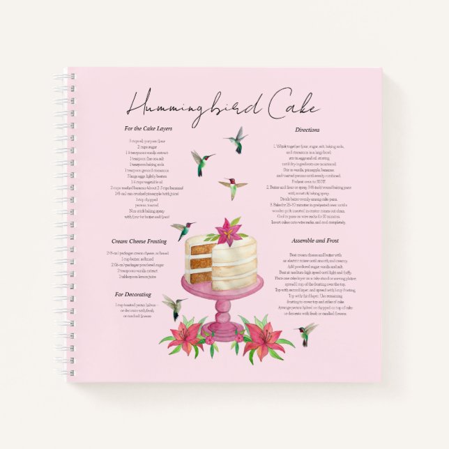 Hummingbird Cake Recipe  Notebook (Front)