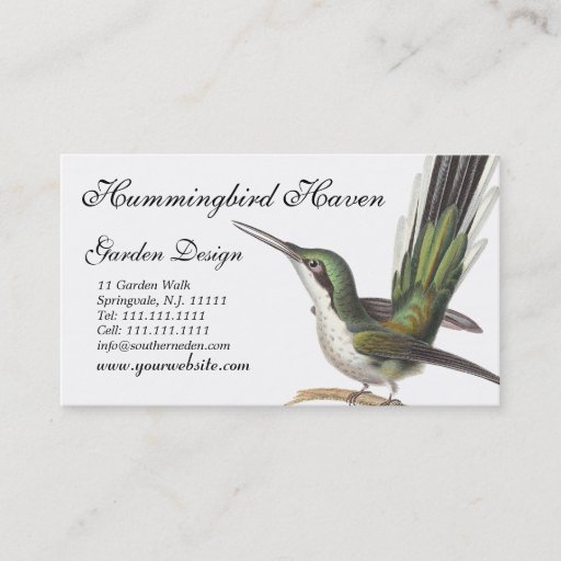 Customizable Hummingbird Cards, Garden Designer, Gift Shop, etc Business Card