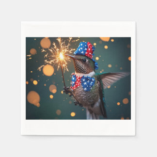 Hummingbird Celebrating Fourth of July Napkins