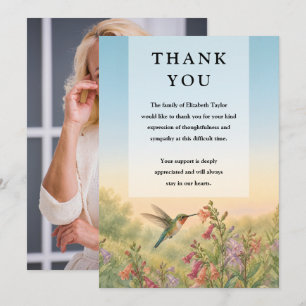 Hummingbird Celebration of Life Funeral Photo Thank You Card