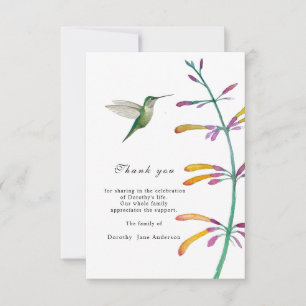 Hummingbird Celebration of Life Thank You Card