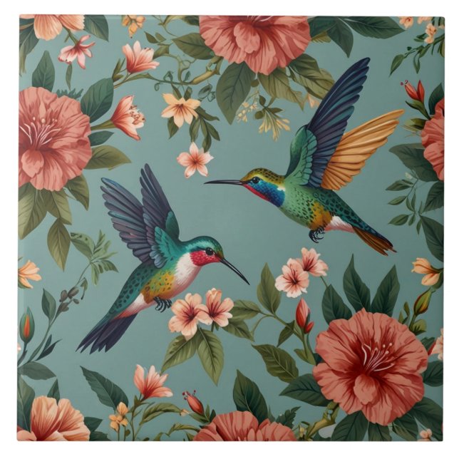 Hummingbird  ceramic tile (Front)