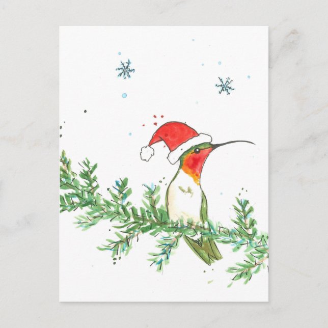Hummingbird Christmas Holiday Postcard (Front)