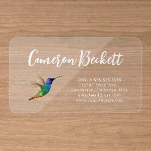 Hummingbird Clear Business Cards