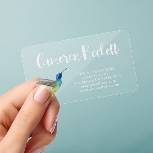 Hummingbird Clear Business Cards